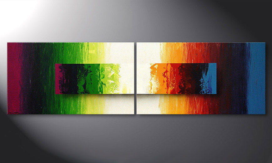 Das moderne Wandbild Battle of Colours 200x60x2cm