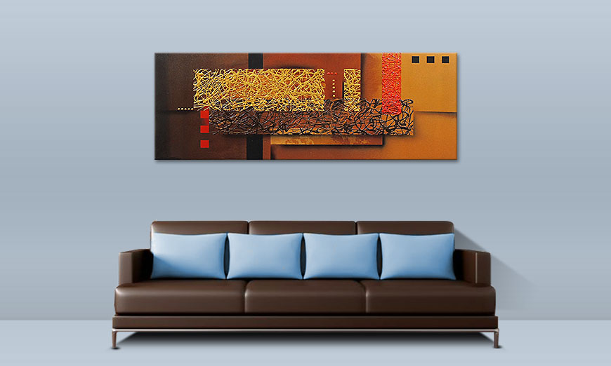 Das Wandbild Liquid Gold in 150x55cm