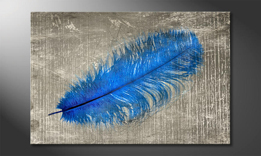 Das-Leinwandbild-Feather-In-Blue