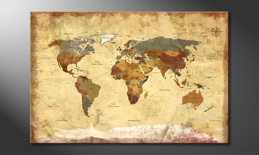 Das Leinwandbild Old Worldmap 4