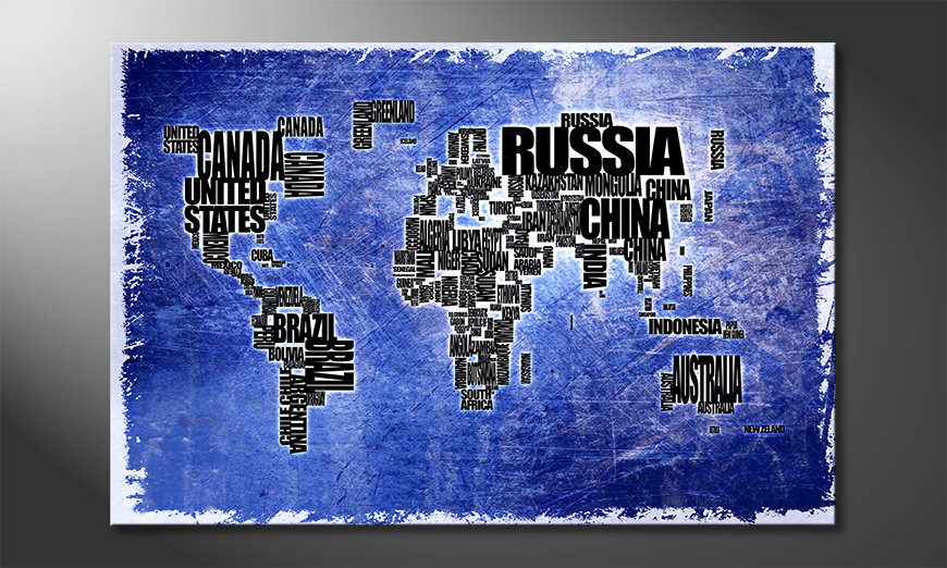 Das-Leinwandbild-World-Map-2-60x40-cm