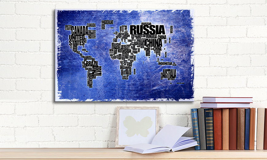 Das Leinwandbild World Map 2 60x40 cm
