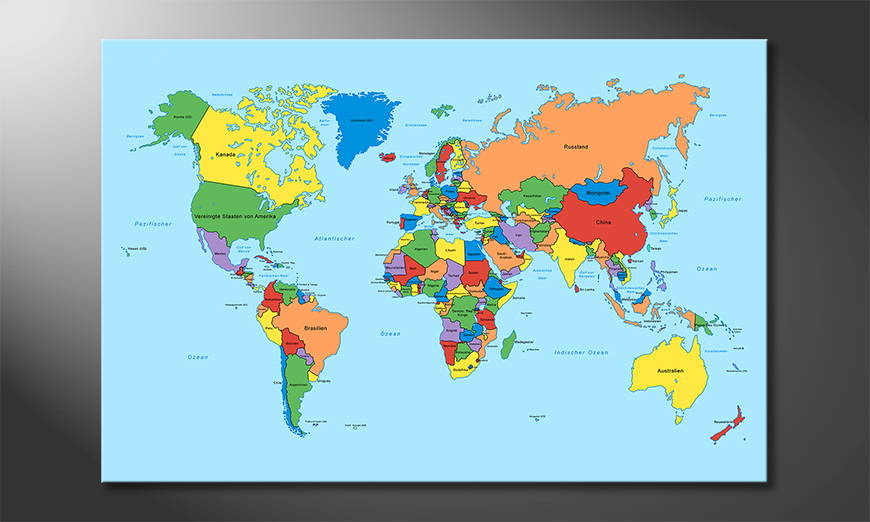 Das Leinwandbild Worldmap Classic