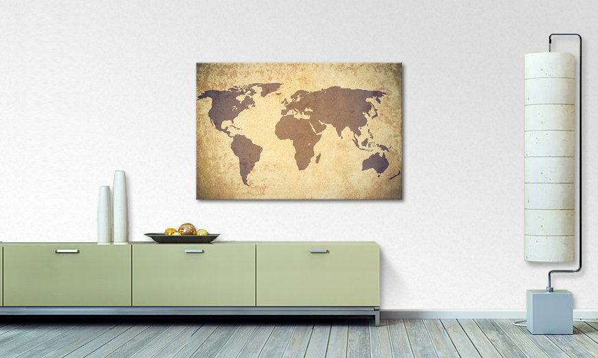 Das Wandbild Worldmap Vintage