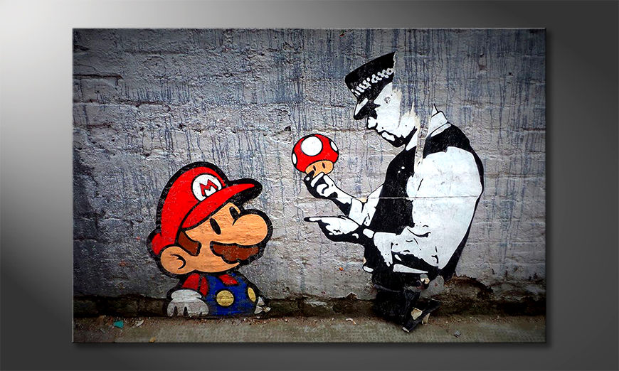 Das-moderne-Wandbild-Caught-Mario
