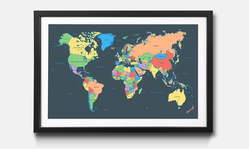 Das gerahmte Wandbild Colorful Map