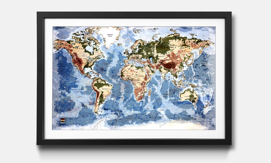 Das gerahmte Wandbild Old Worldmap 5