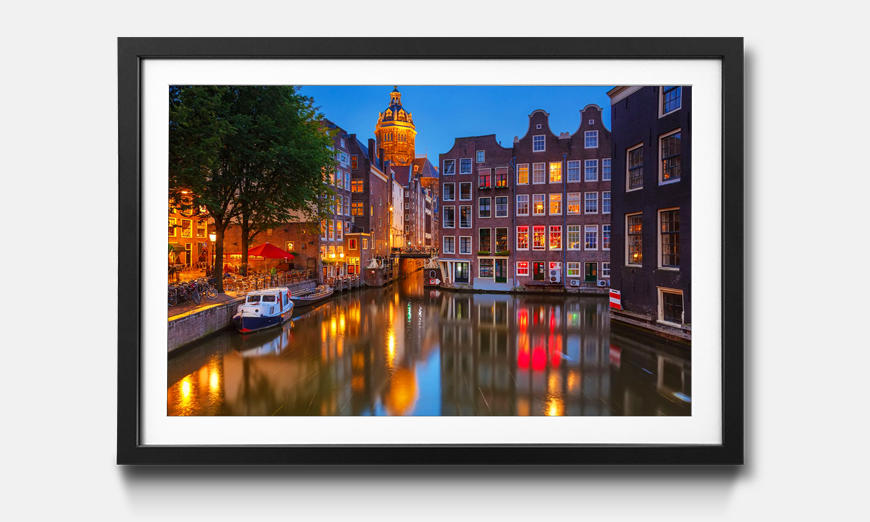 Der gerahmte Kunstdruck Canal in Amsterdam
