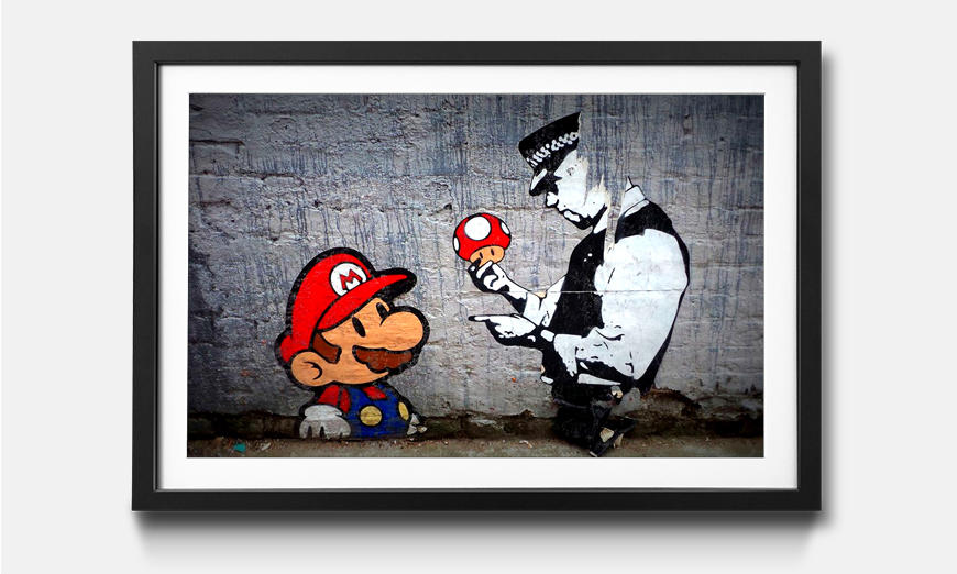 Der gerahmte Kunstdruck Caught Mario