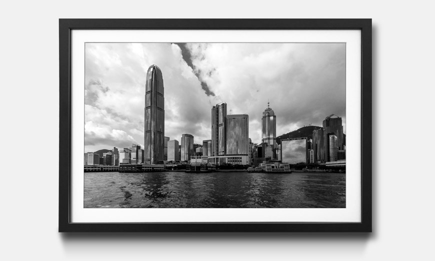 Wandbild gerahmt Hong Kong Skyline