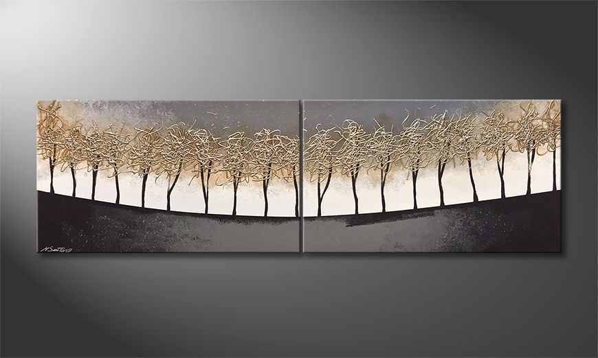 Das Leinwandbild Silver Trees 200x60cm