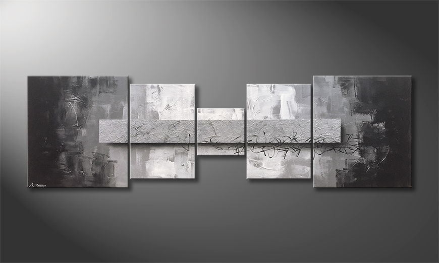 Das moderne Wandbild Silver Whispering 230x70cm