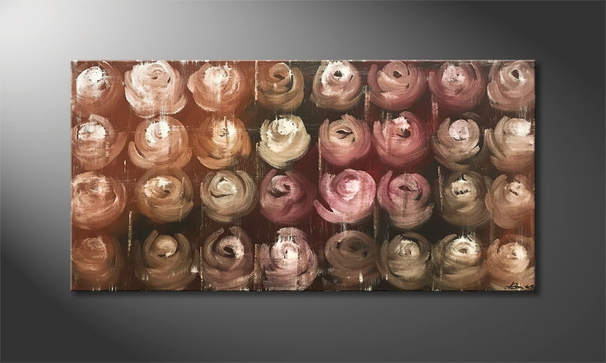 Handgemaltes Bild Bed of Roses 100x50cm