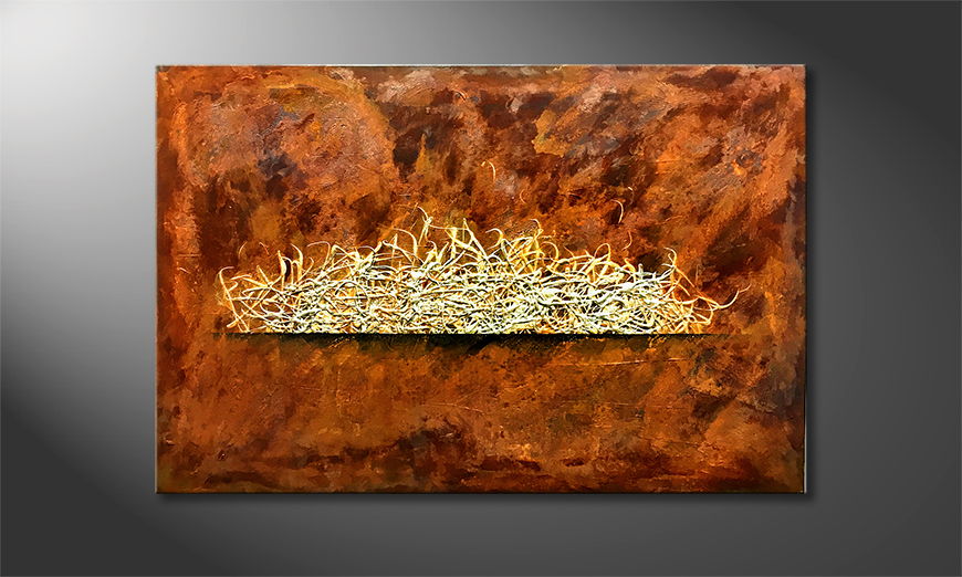 Von Hand gemalt Rusty Fire 120x80cm